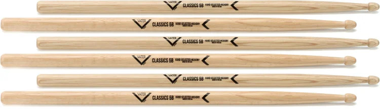 Vater Classics Drumsticks 3-pack - 5B - Wood Tip
