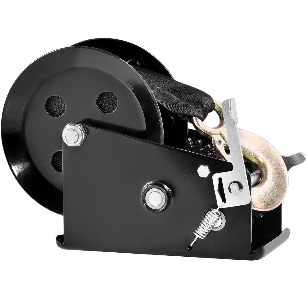 Hand Trailer Winch, Heavy Duty Rope Crank w/33ft Polyester Strap,3500 lb Pulling