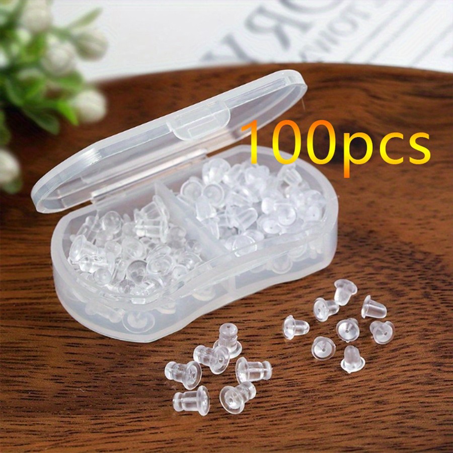 100PCS Soft Silicone Earring Backs - Lightweight Secure Fit, Ear Protection