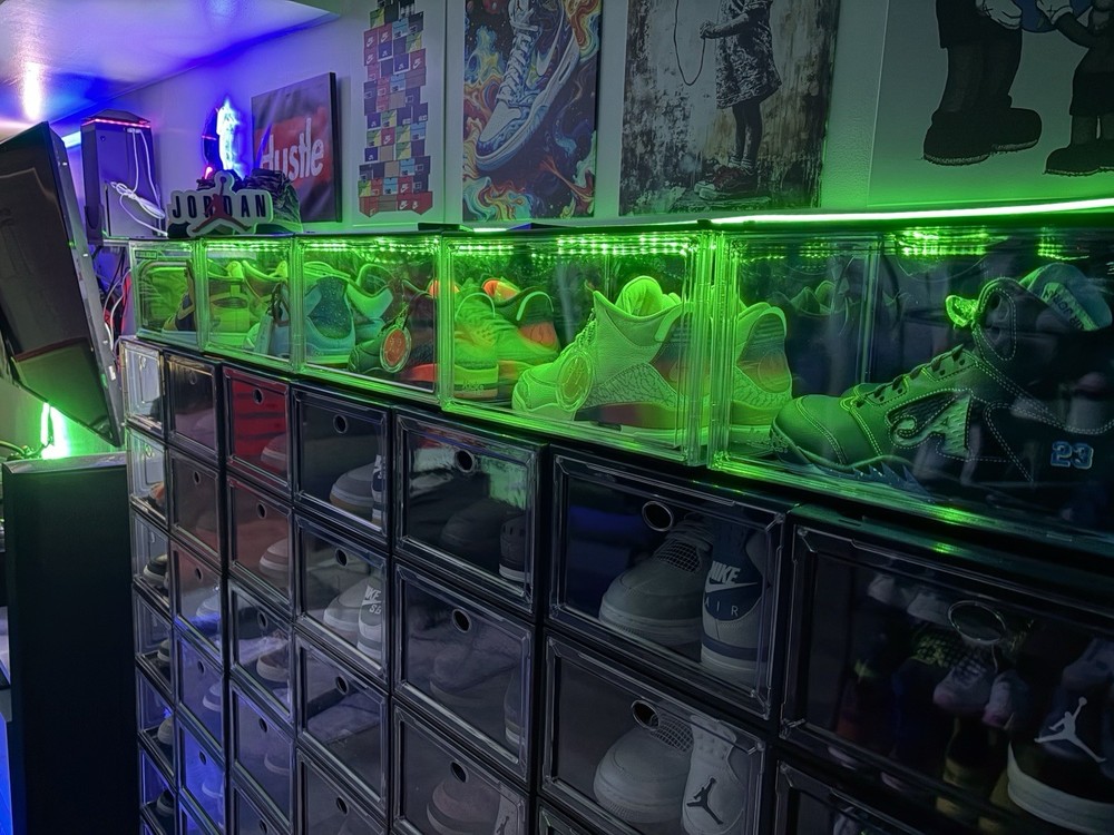 Two Kicks & Co. Stackable Sneaker RGB Led Display Case Magnetic, Link Multiple