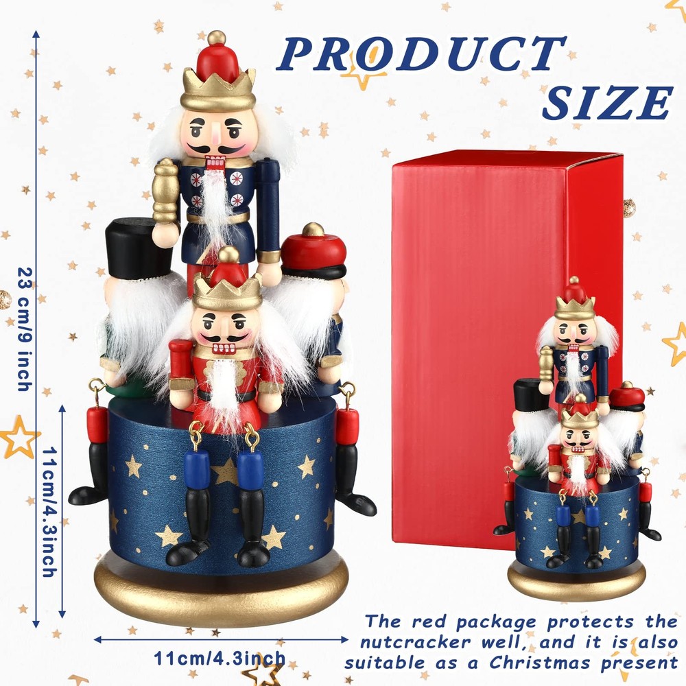 Nutcracker Music Box Wooden Nutcracker Soldier Toy Handmade Nutcracker Figure...