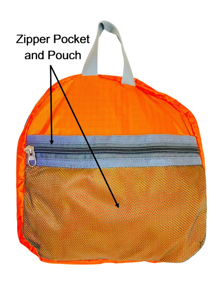 Backpack, Collapsible, Foldable Travel Pack, Packable, Durable--Orange