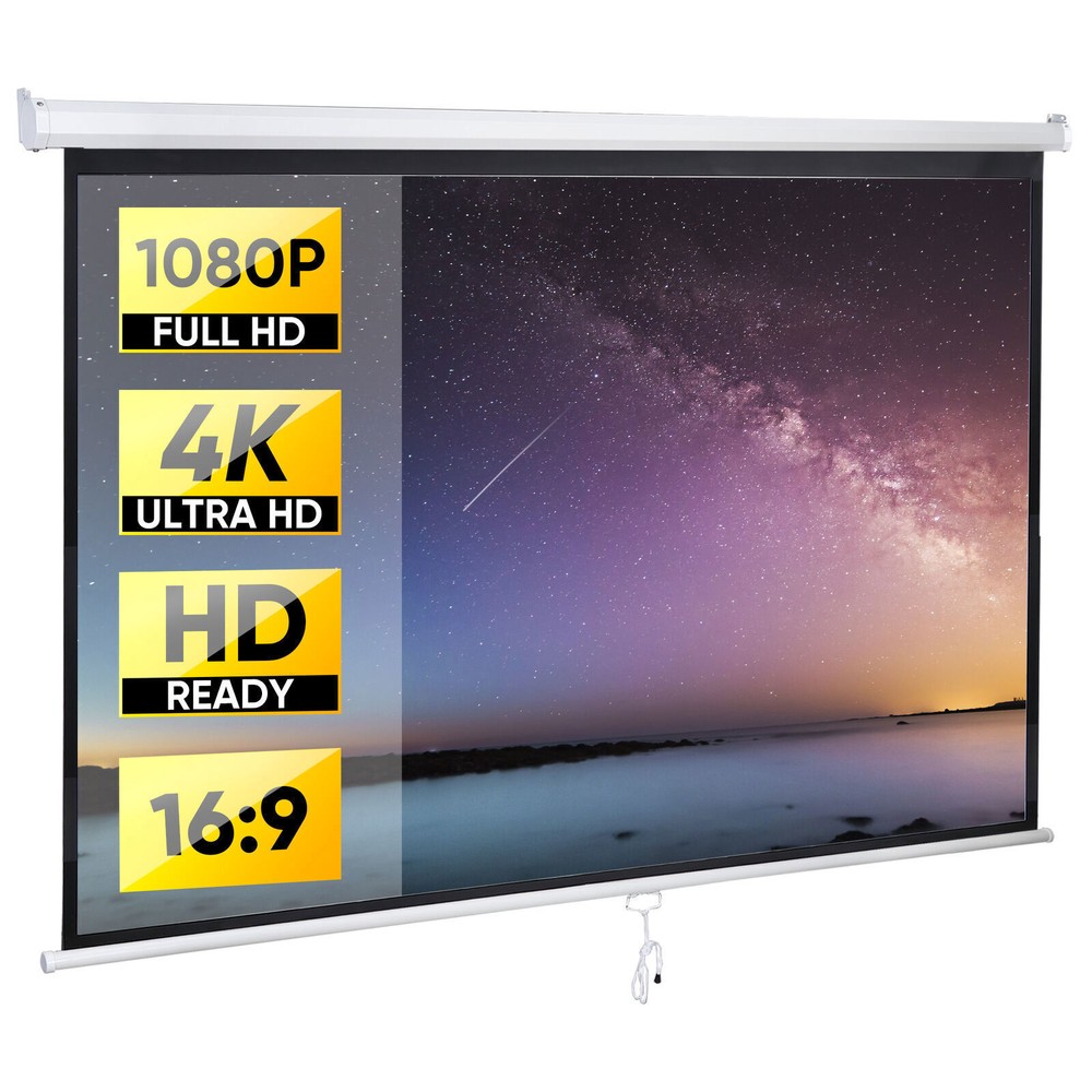 80 inch Indoor Outdoor Projection Screen Manual Pull Down Projector Screen Home