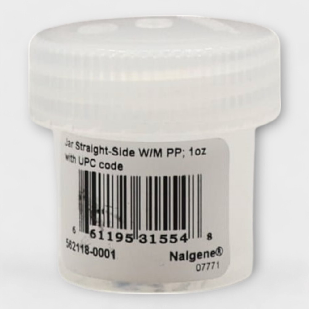 Nalgene Polypropylene Straight Side Jar 1 oz with PP Closure Lab Container