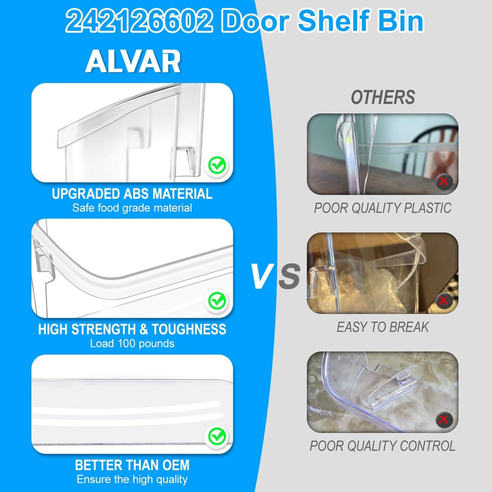 2 Pack Refrigerator Door Bin Shelf Replacement for Frigidaire 2421266