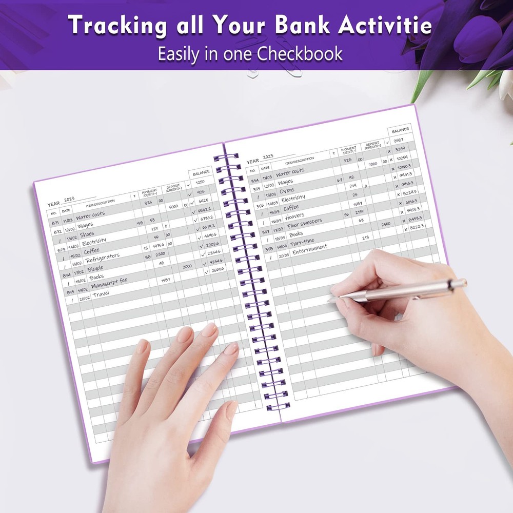 Check Registers for Personal Checkbook, Medium ( 5.8'' x 8.3'' ), Purple