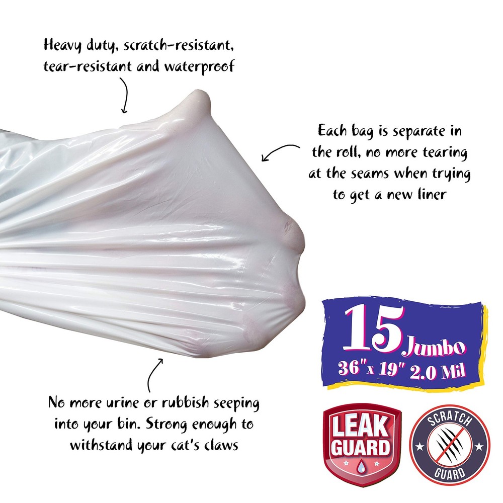 15 Count Fresh Kitty Litter Box Liners Super Thick, Durable, Easy Clean Up