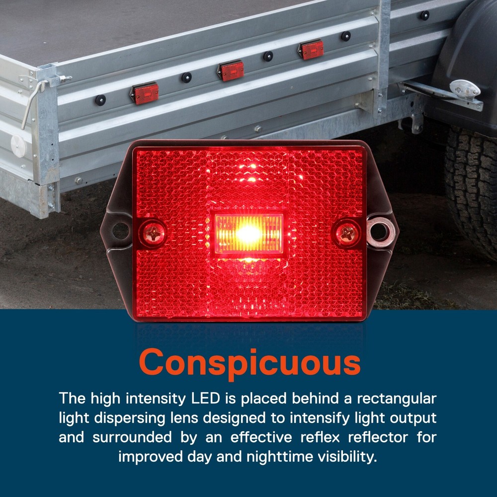 2pc DOT Surface Mount Red LED Side Marker Light Utility Boat Trailers Over 80