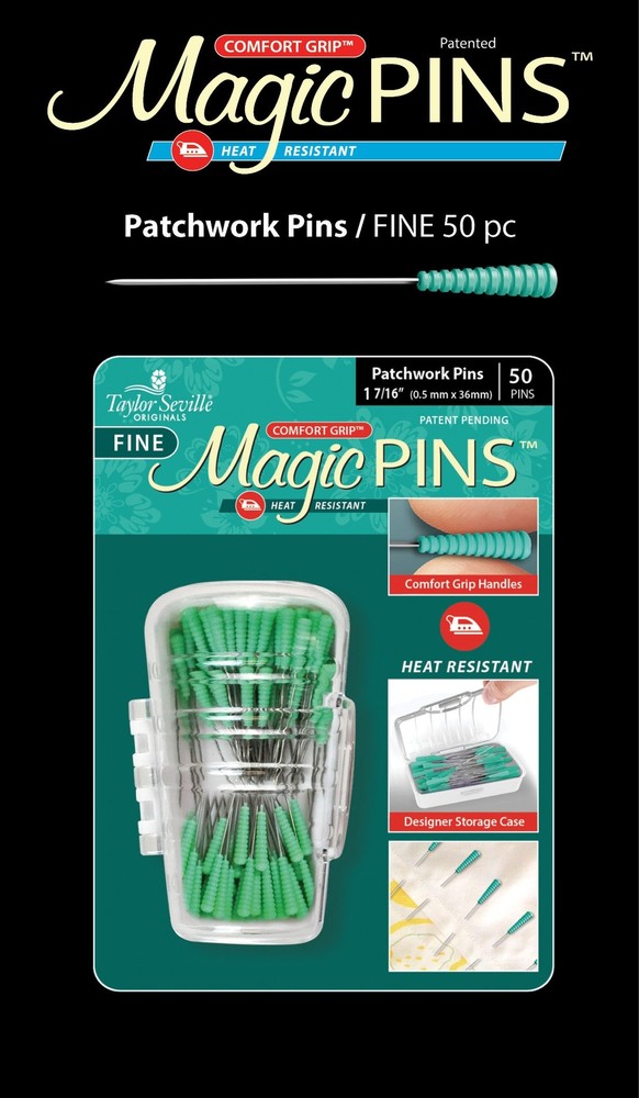 Taylor Seville Fine Magic Pins - Patchwork 50/Pkg-W//Designer Storage C - 2 Pack