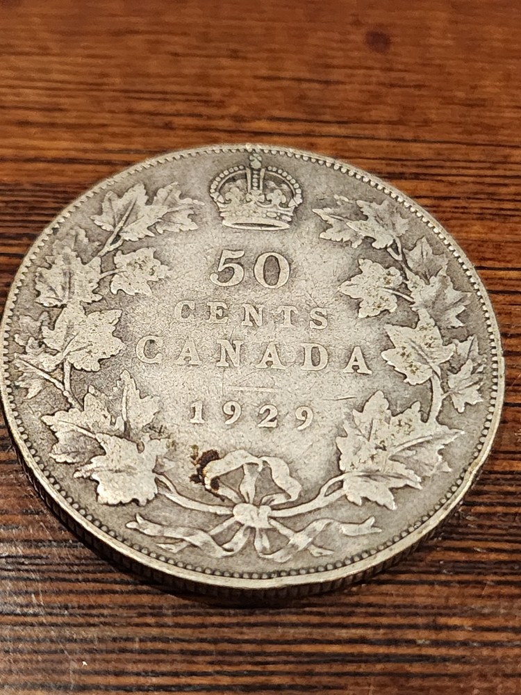 1929 Canada 50 Cents Silver Coin
