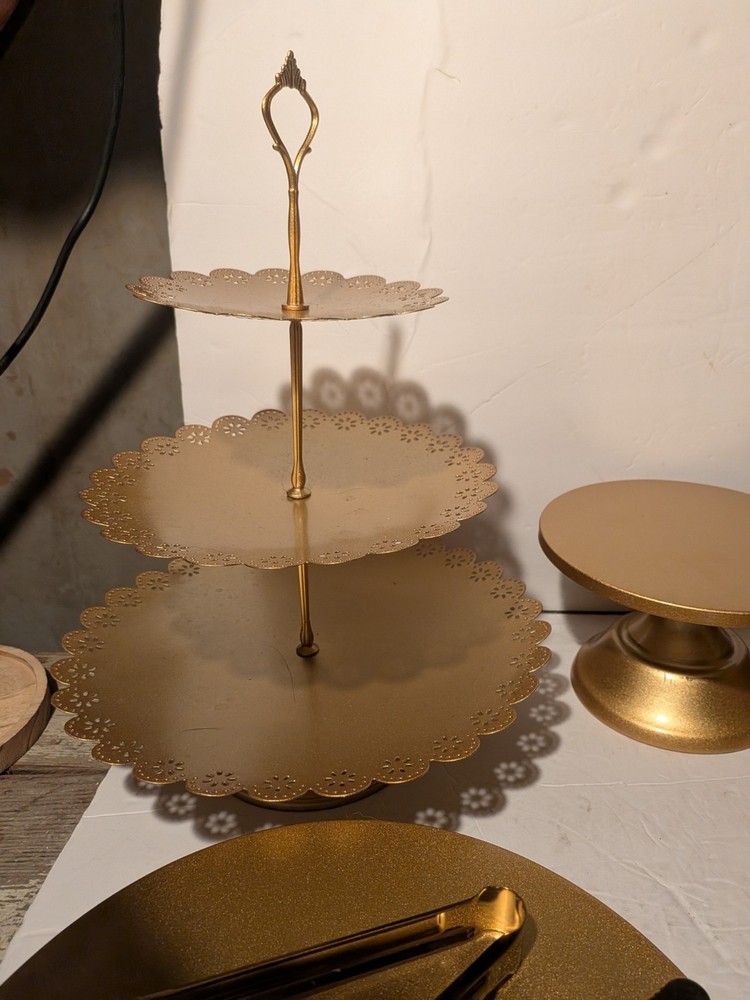 Gold Painted Food Display Set