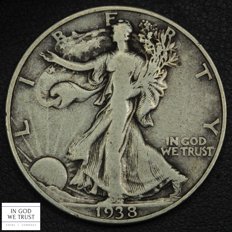 1938 D Walking Liberty Silver Half Dollar 50C