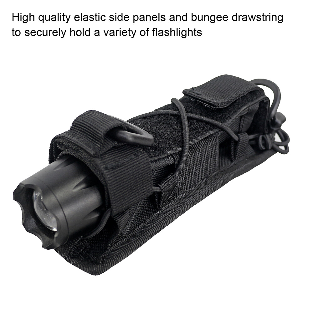Tactical Molle Flashlight Holster Utility Heavy Duty Pouch Horizontal Carrying