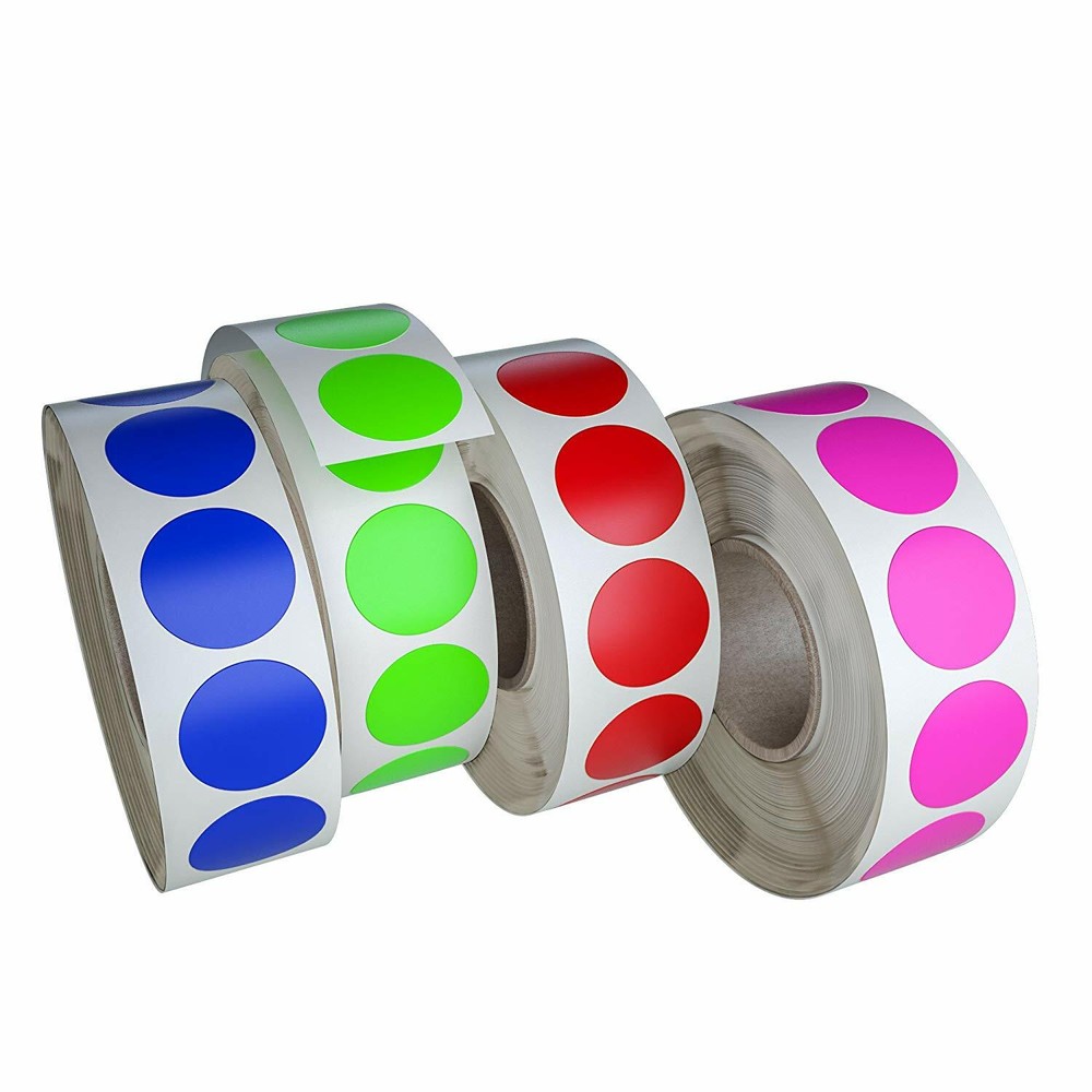 Round Color Coded Dots 19mm Rolls Permanent Adhesive Circle Stickers 1050 Pack
