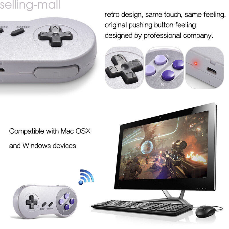 2.4G Wireless SNES Super Controller & Receiver for Windows PC MAC Raspberry Pi