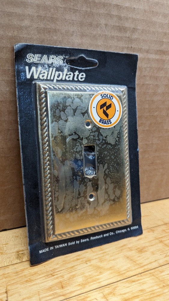 Vintage Style Solid Brass Light Switch Wall Plate Cover "New Never Open"