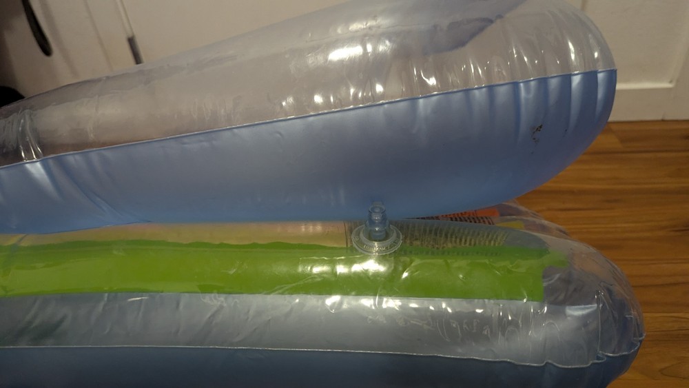 Intex Inflatable Pool Float Lounge with Rainbow Stripes, Headrest & Cup Holder