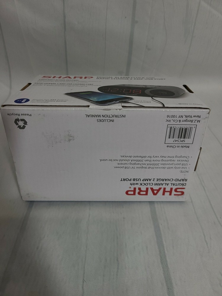 SHARP Digital Alarm Clock with Loud & Soft Alarm Volume Control 2 AMP USB Charge