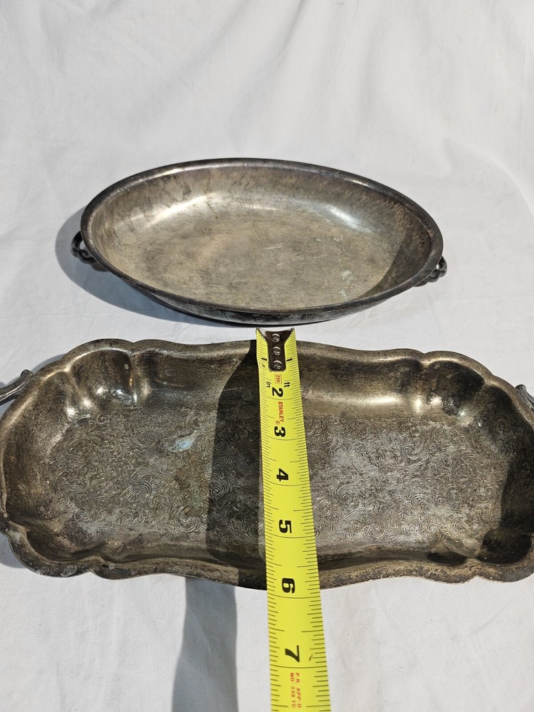 Silverplate Serving Tray Lot Decorative Trays with Handles 🔥