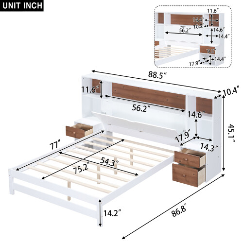 Twin Full Size Platform Bed Frame w/ Storage Headboard & Nightstand Bedroom Sets