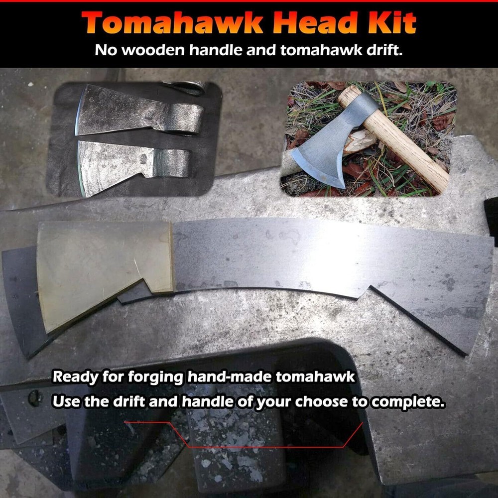 Steel Tomahawk Head Kit for Forge Light Outdoor Camping Throwing Axe, No Handle
