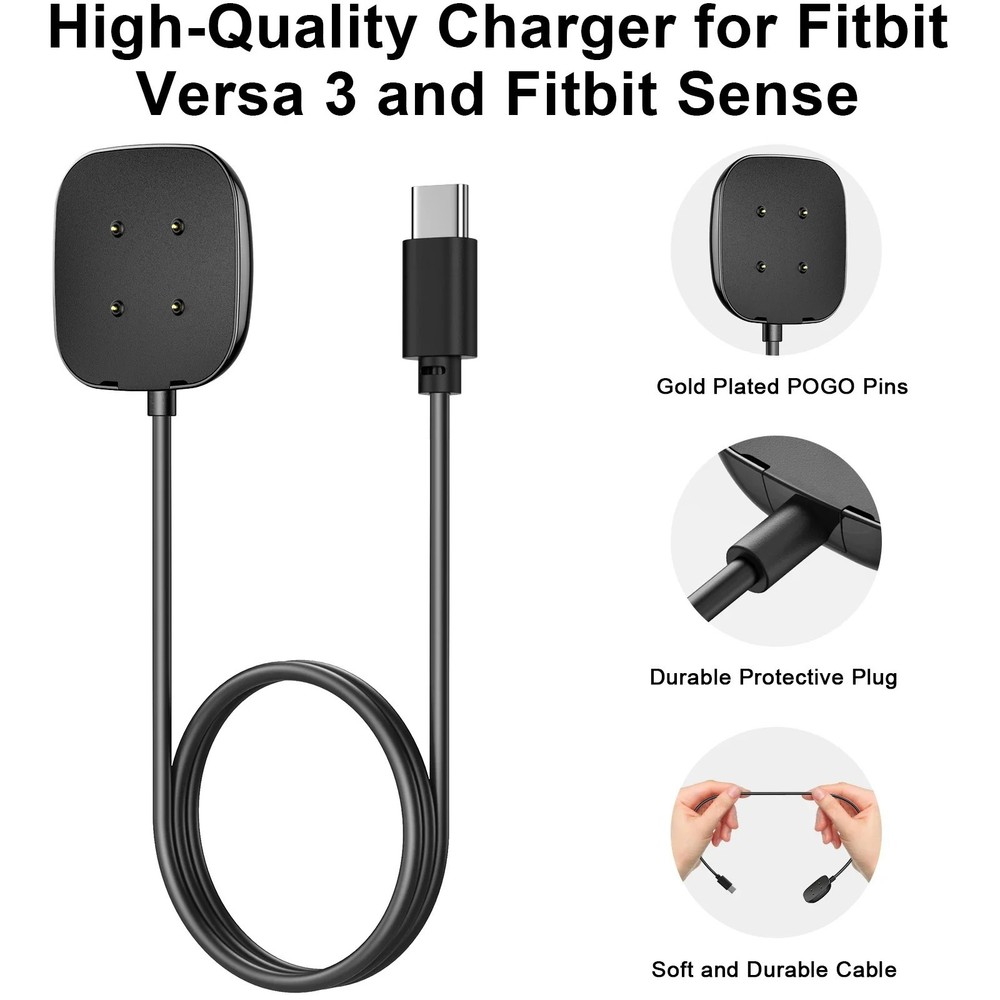 Wireless Charger For Fitbit Sense Versa 3 4 Watch USB Fast Charging Dock Cable