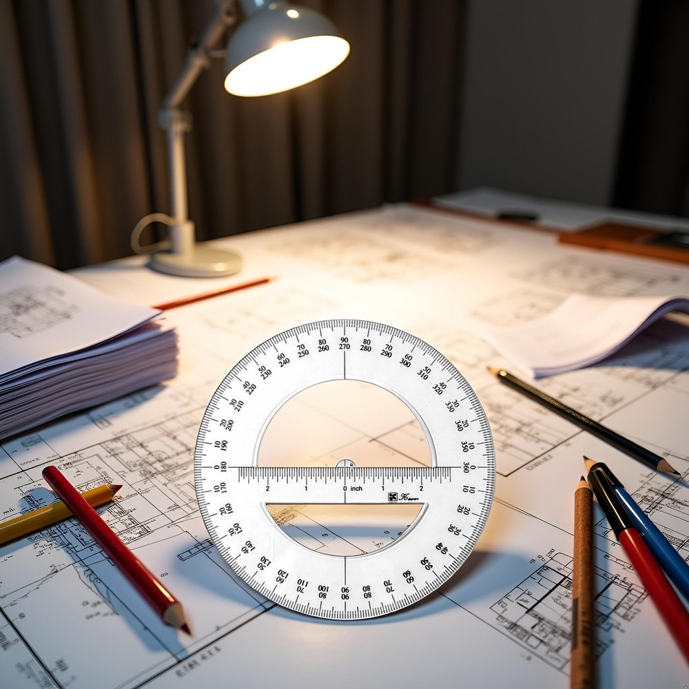 6 Inch 360 Degree Protractor Round Angular Ruler for Drawing Drafting Geometry