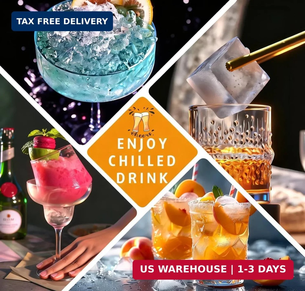 2-Pack Large Ice Cube Trays for Whiskey, Stackable & Easy-Release Silicone Squar
