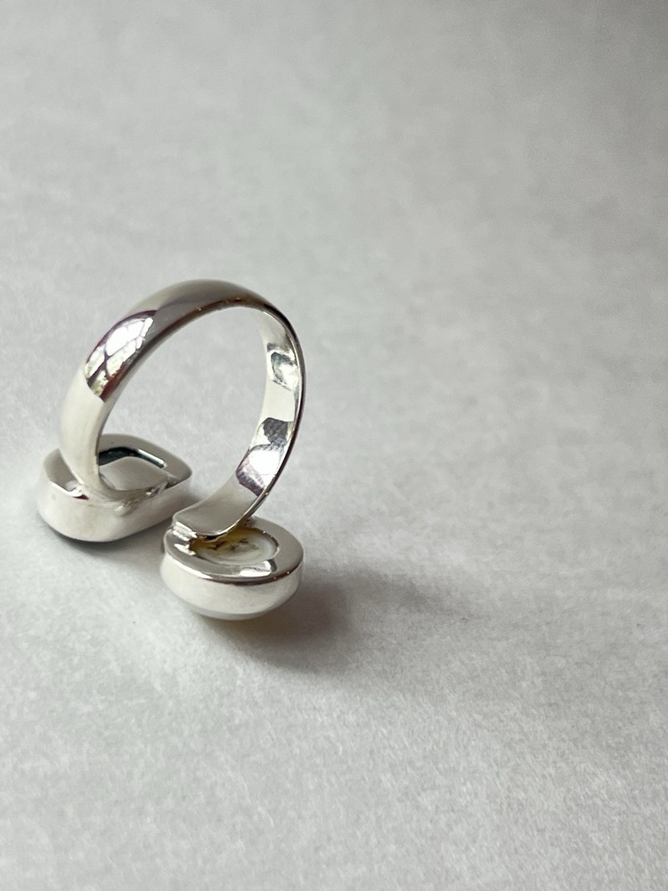 Pearl & Geode Adjustable Ring 925 Sterling Silver Size 7