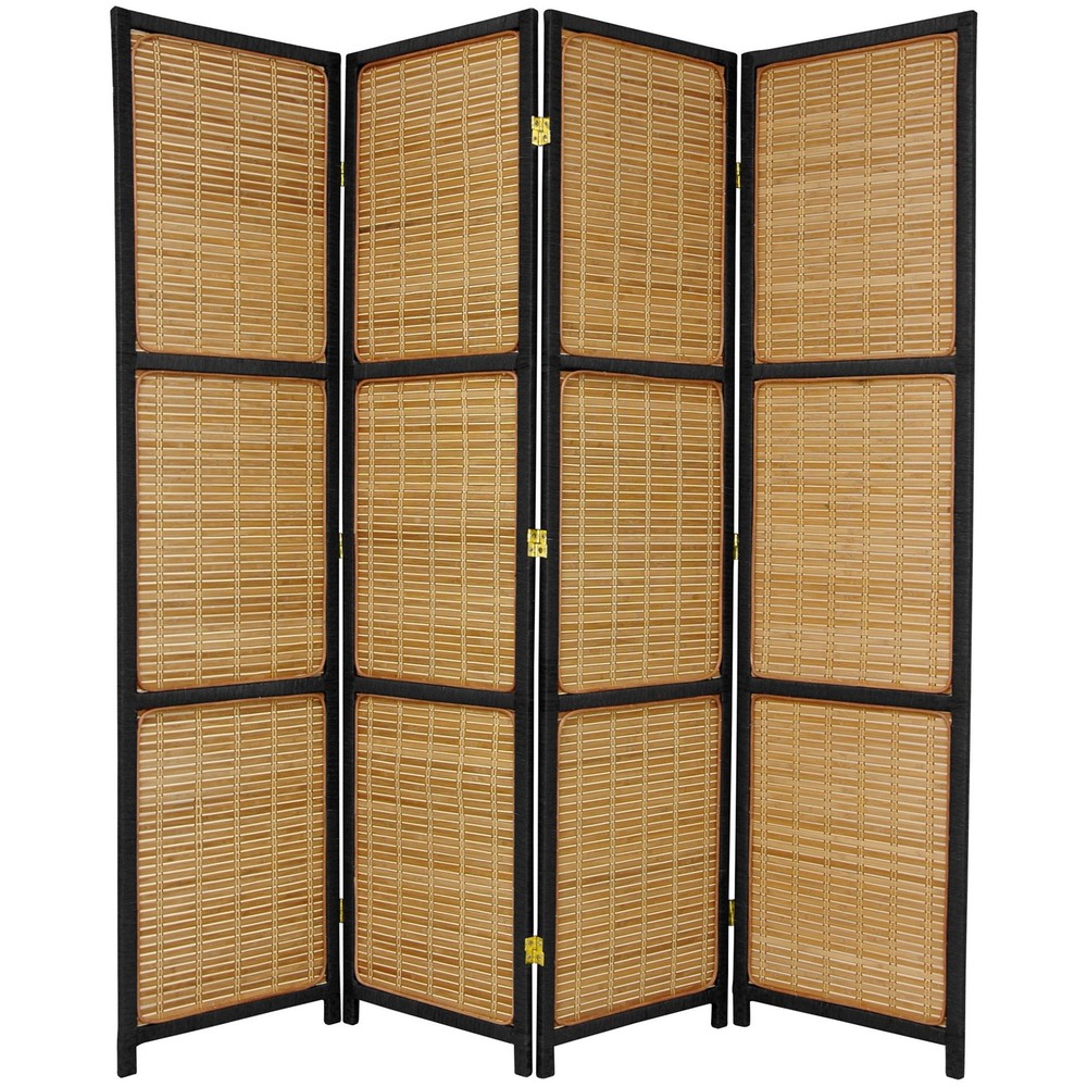 6 ft. Tall Woven Accent Room Divider - 4 Panel - Black