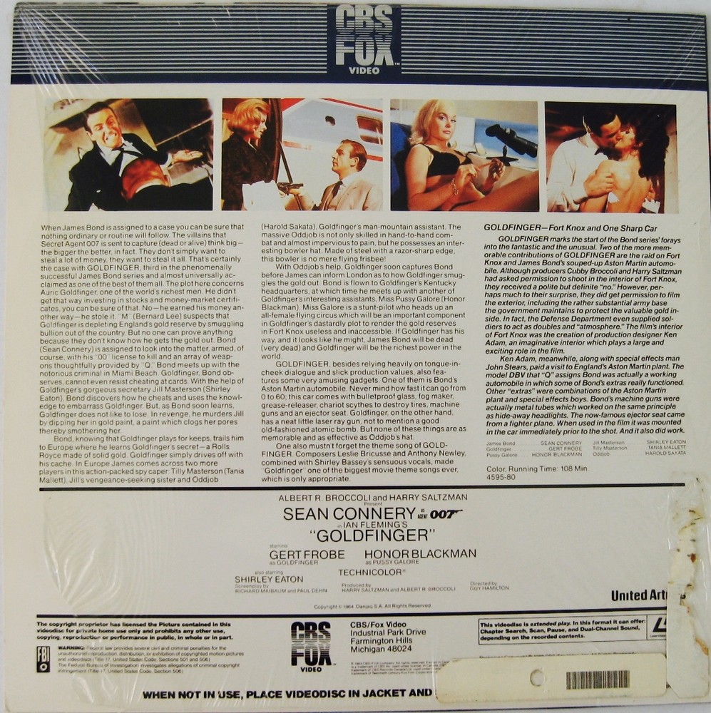 Goldfinger: Laser Videodisc CBS FOX Video Extended Play