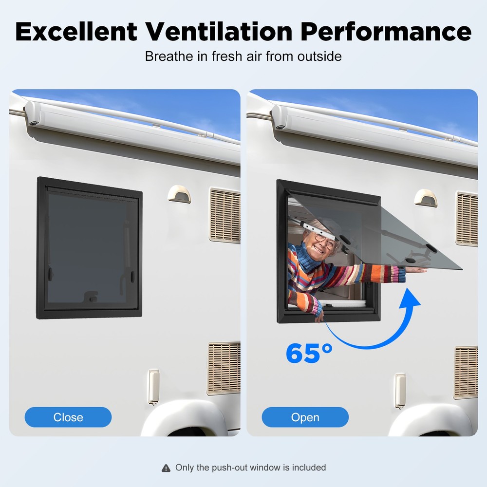 RV Caravan Camper Van Push Out Window Trailers Venting Window Rectangular 65°