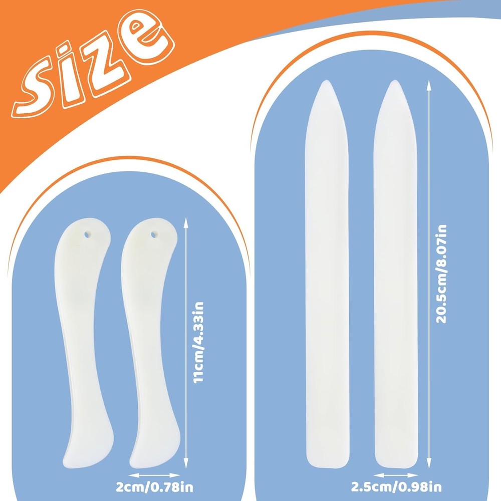 WONVOC 4 Pcs Bone Folders, Crease Makers, Scoring Tool, Plastic Bone Folder Pape