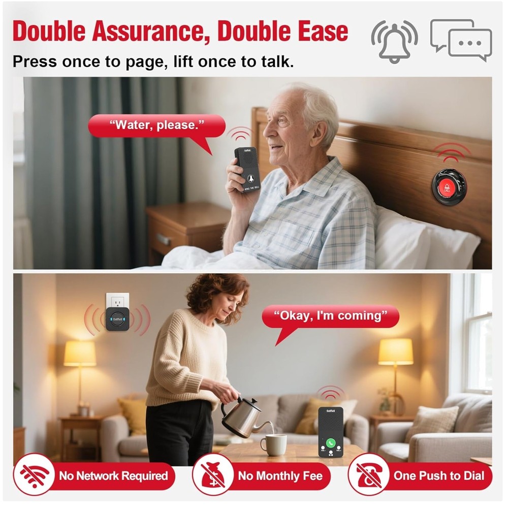 Wireless Intercom System for Home Caregivers - 500FT Range