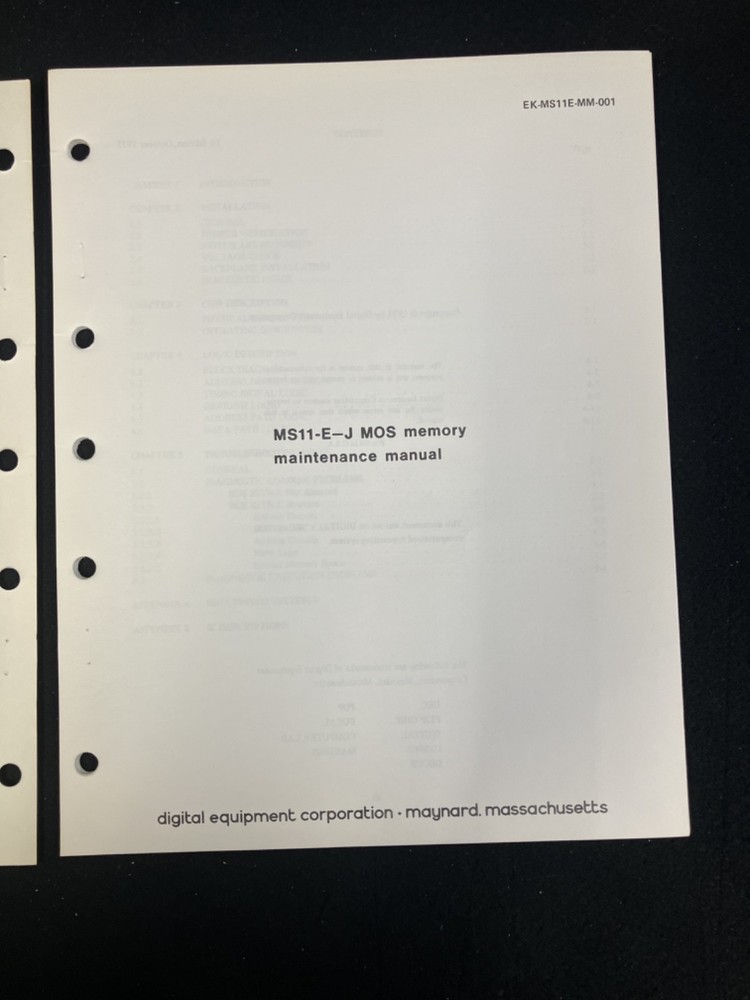 VINTAGE DEC MS11-E MOS MEMORY MAINTENANCE MANUAL, 1ST EDITION, 1975