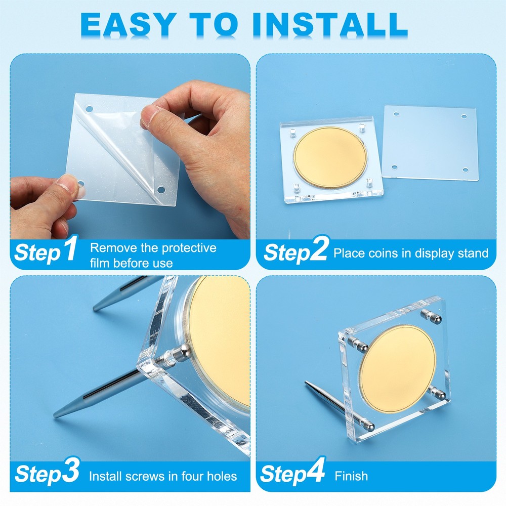2.3" Acrylic Coin Display Frame 3D Floating Display Case Holder 3 Slots