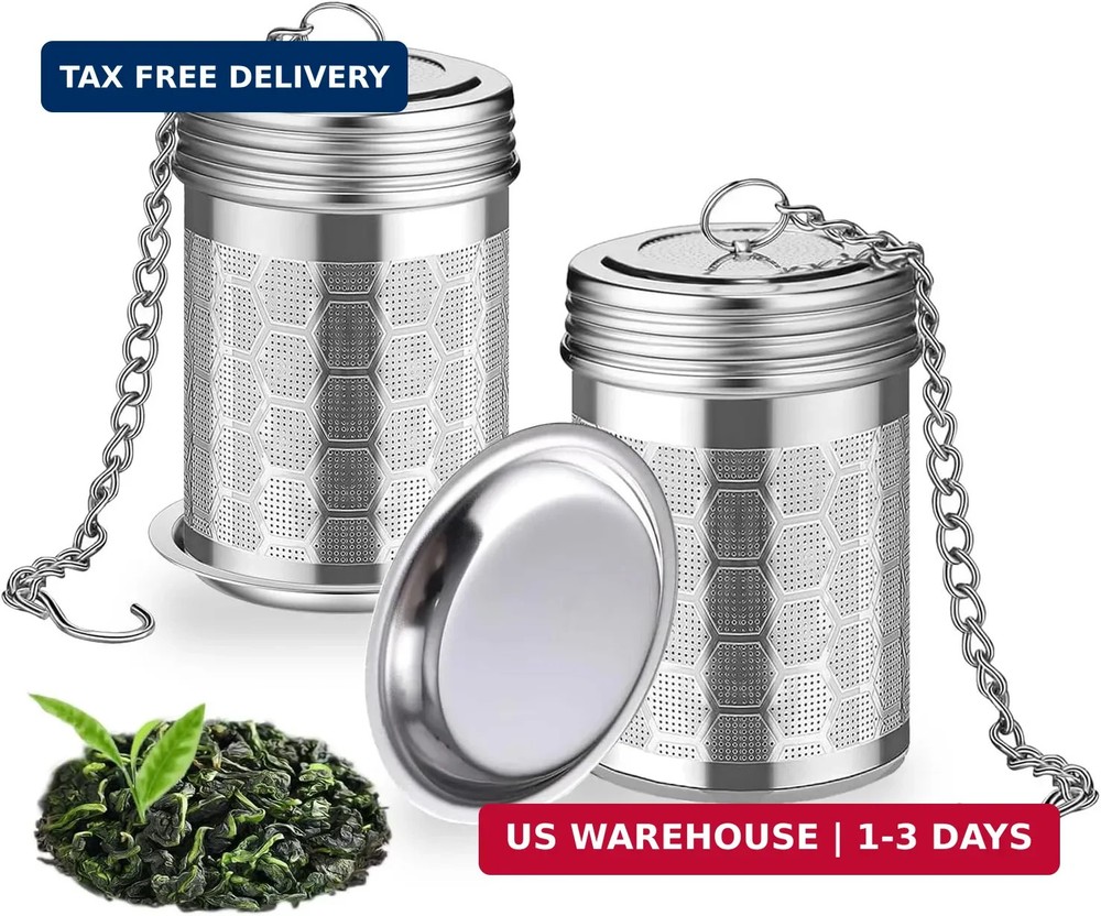 2 Pack Stainless Steel Tea Infusers, Extra Fine Mesh Strainers with Drip Trays,