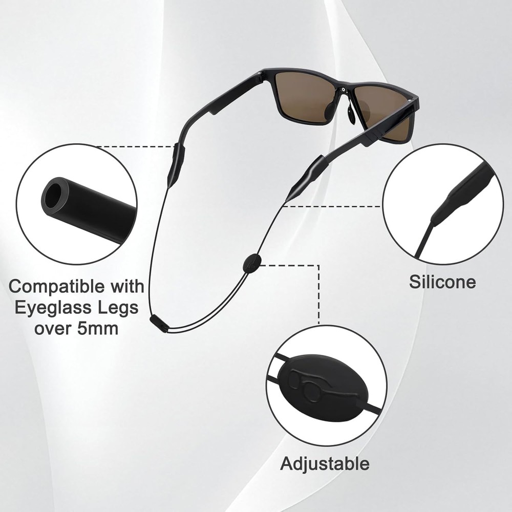 Eyeglasses Holder Strap, 3 Pcs Adjustable Eyewear String Lanyard Retainer with A