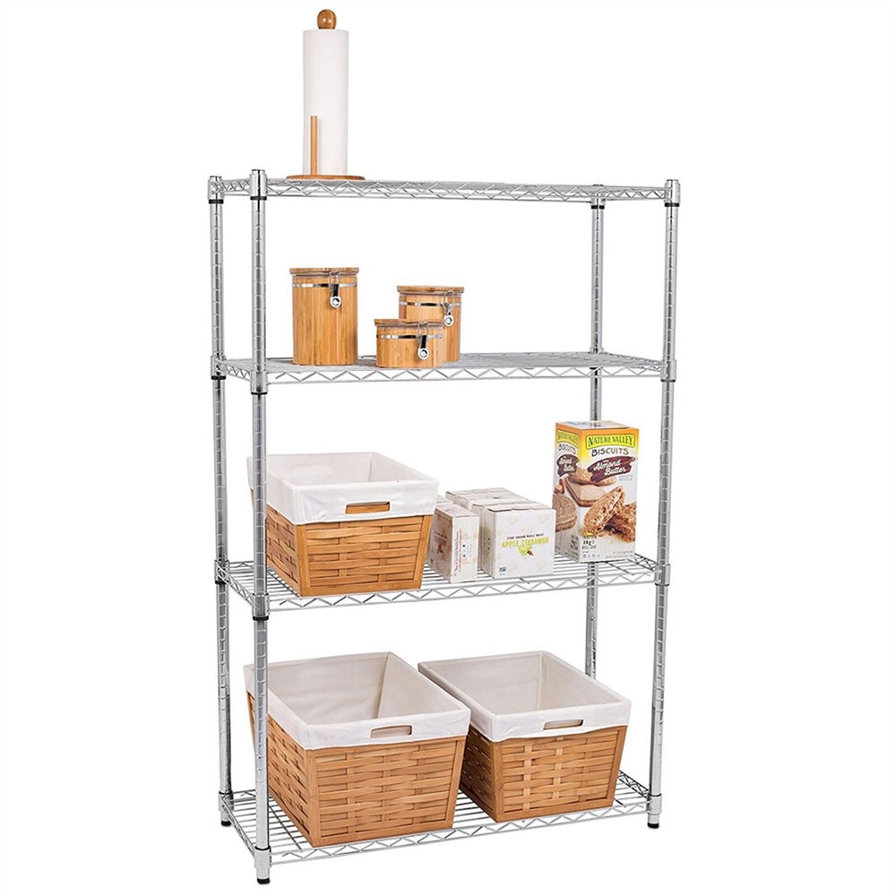 Wire Shelving Unit Adjustable Metal Chrome Shelf Rack Kitchen Storage Organizer