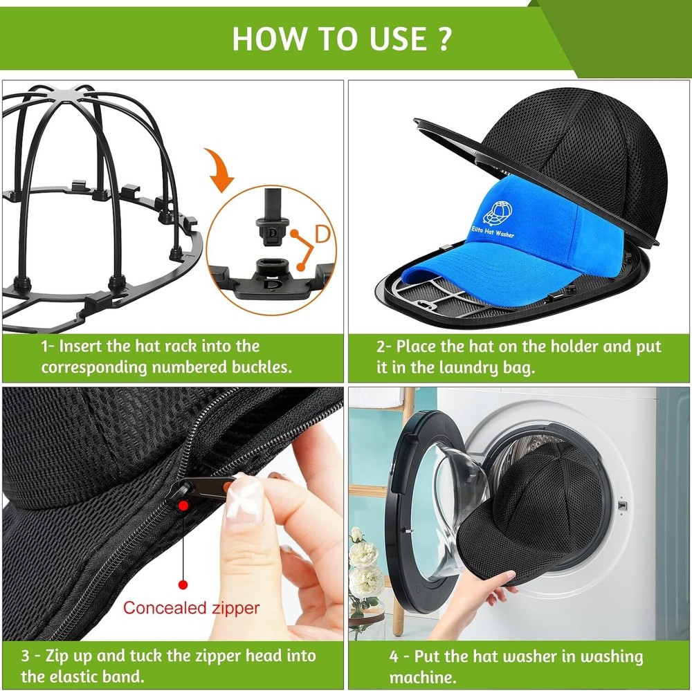 Durable PE Plastic Hat Washer Cage - Effortless Cleaning and Care, 2 Pack