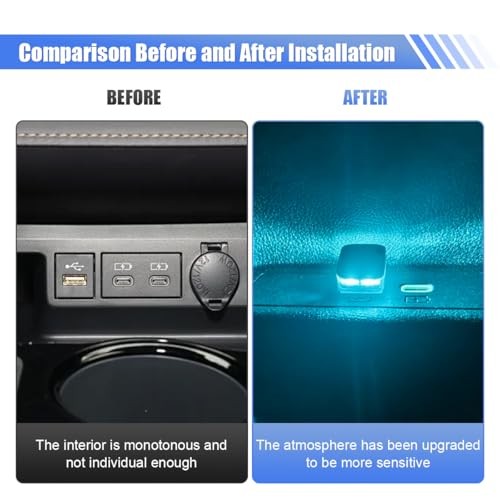 2PCS USB LED Car Interior Atmosphere Light, Universal Mini Plug-in USB IceBlue