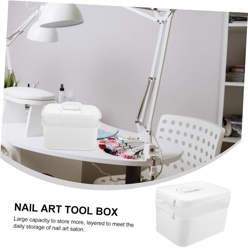 BRAND NEW ~ Large Capacity Manicure Tool Storage Box & Handle & Tray Organizer