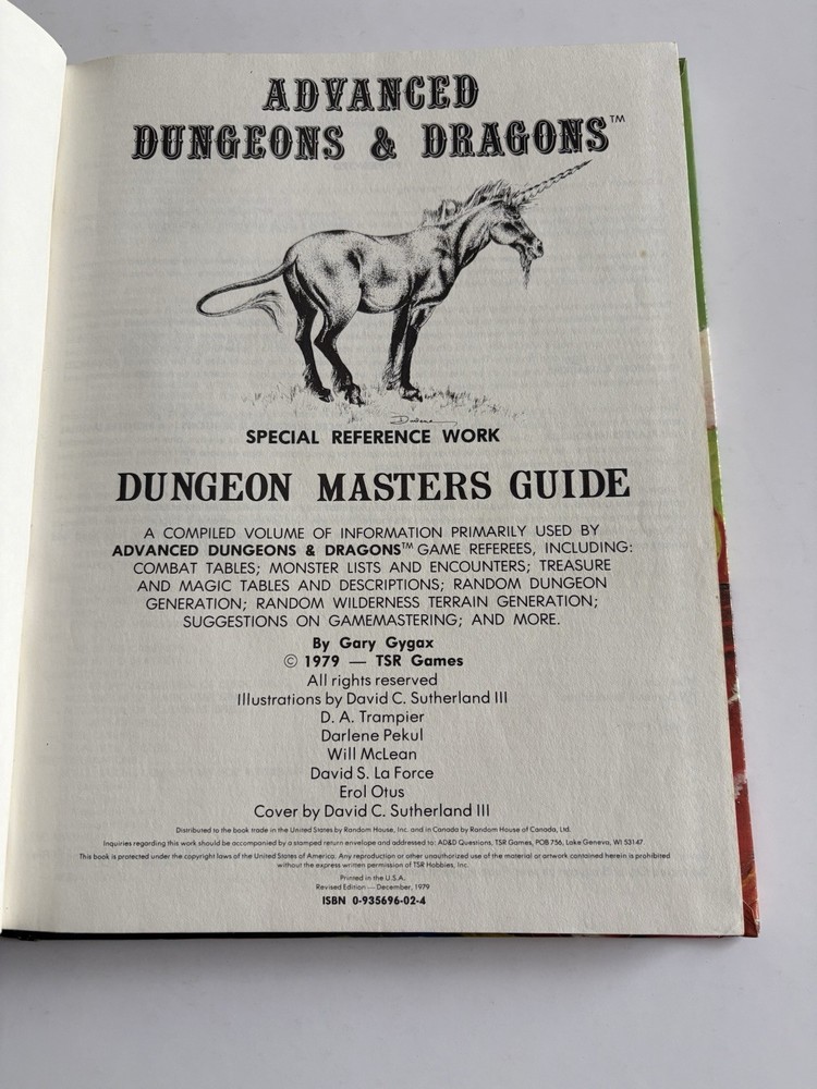 Advanced Dungeons and Dragons Dungeon Masters Guide TSR 1979