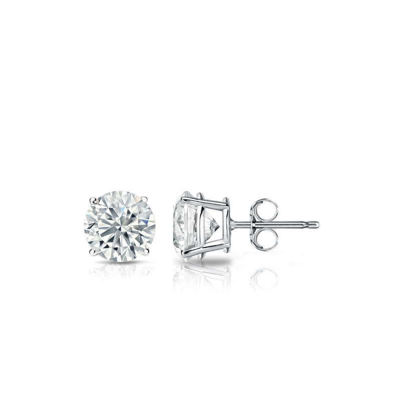 Men's Simulated Diamond Solitaire Stud Earrings 14K Solid Gold Plated Silver