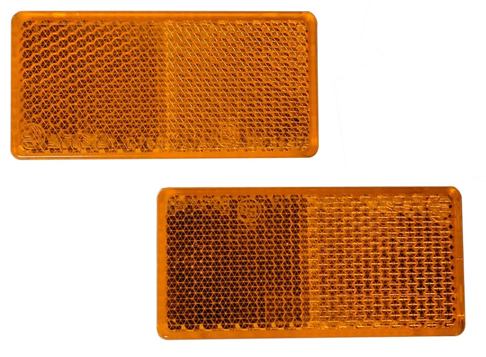 2 "MINI" Amber Rectangle Reflectors, Self Adhesive, Installs in secs