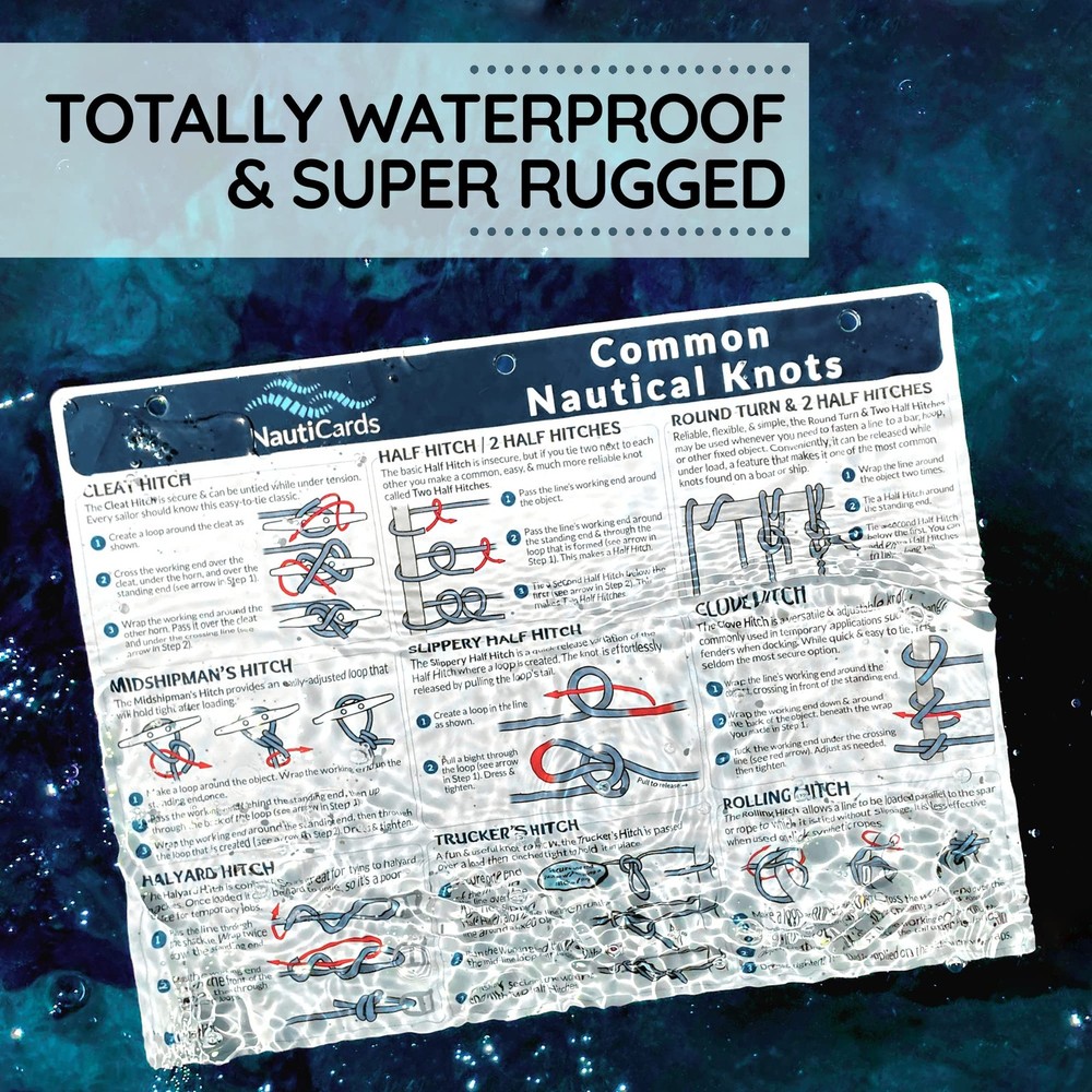 NautiCards Nautical Knots Quick Reference Chart - Guide to 21 8.5" x 11"