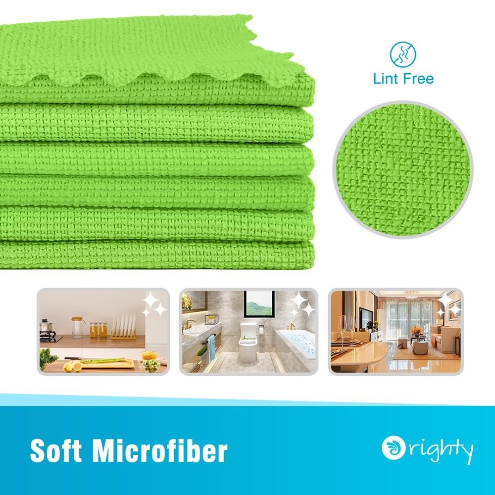 Orighty Microfiber Cleaning Cloth, 24 Pack Highly Absorbent 24 Pack, Green