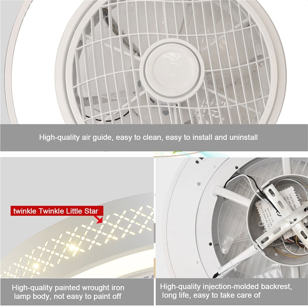 Modern Stepless Dimming Ceiling Light Fan Round Fan Lamp & Remote Controller NEW
