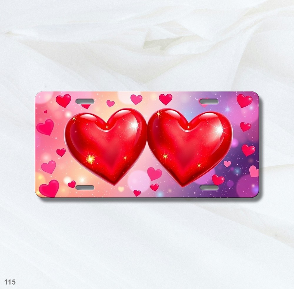 Vibrant Hearts License Plate Optional Text Decorative Plate Everyday Gift