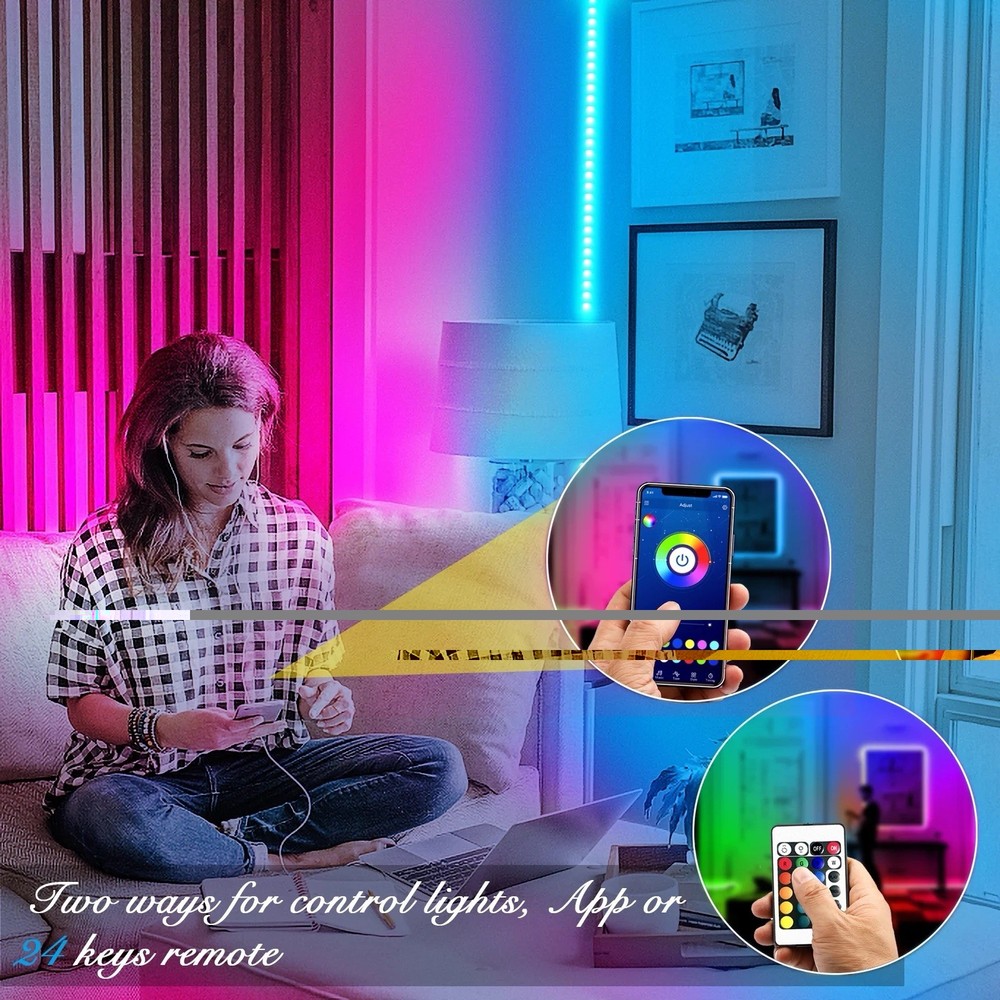 DAYBETTER RGB LED Strip Lights 2x50FT App & Remote Control, Multicolor